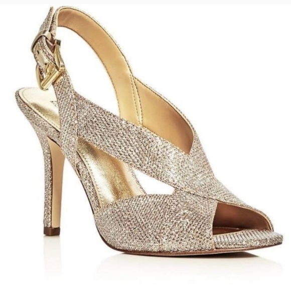 Michael Kors Shoes - Michael Kors Silver Glitter Strappy Heels ✨ Evening Sandals Sze 1M